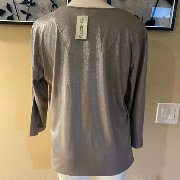 Chico’s Glimmer Silver blouse - Picture 5 of 11